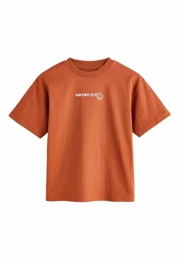 Футболка с принтом, 3 шт, хлопок, дышащая, Next, Grey Brown Orange, оранжевый/коричневый/серый — фото 4