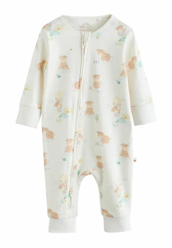 Пижама из 100% хлопка Regular fit two way zip 3 pack Next Cream Hamish, кремовый — фото 3