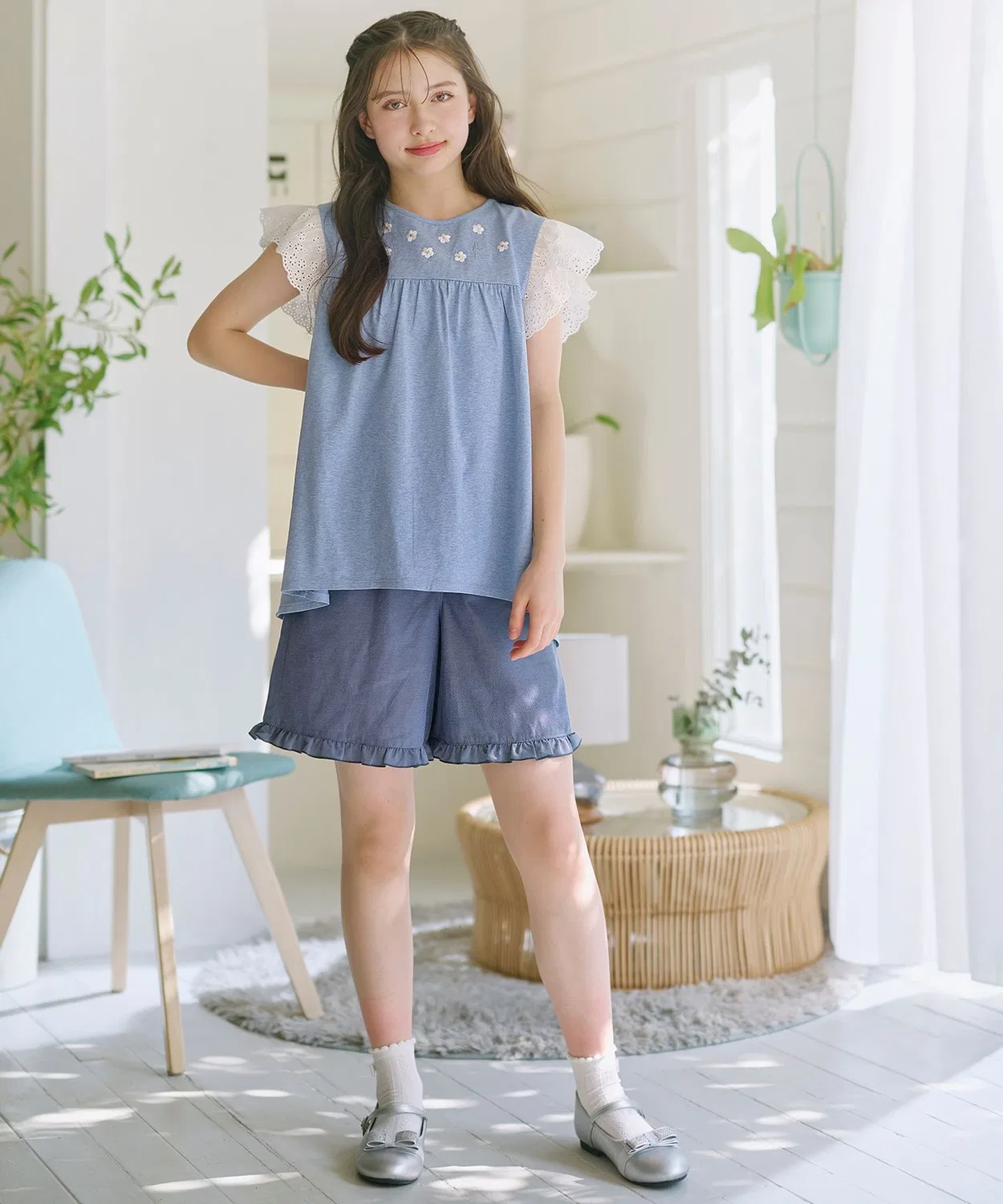 Детская туника для девочек с вышивкой petit fleur Kumikyoku KIDS, Ivory — фото 2