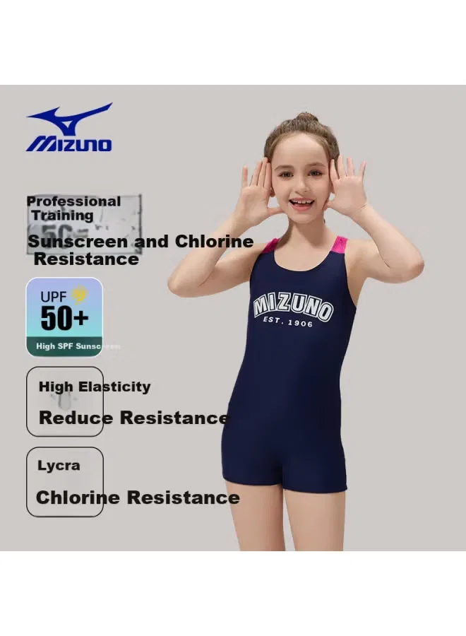 Купальник детский слитный для тренировок Mizuno, синий