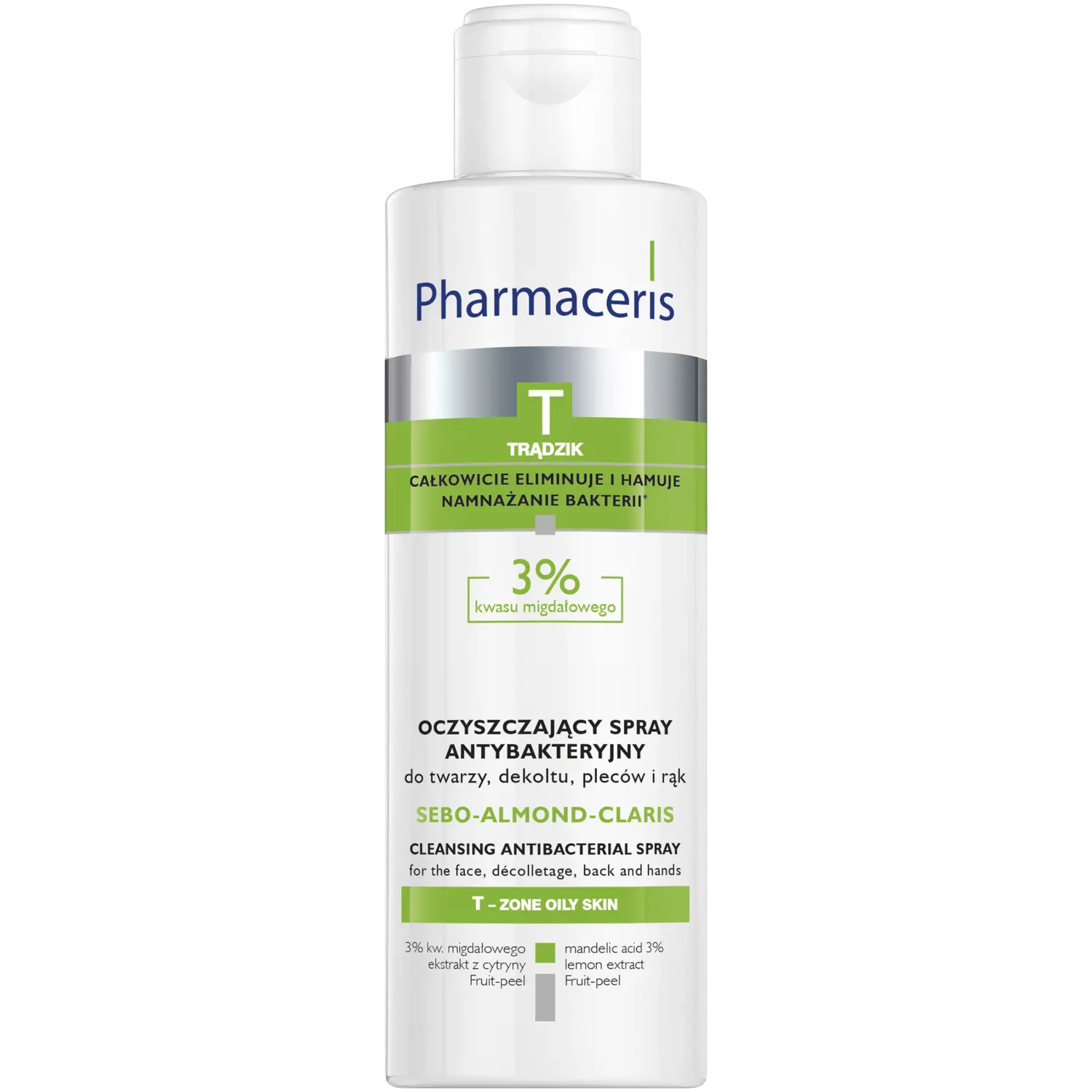 

Pharmaceris T Sebo-Almond-Claris бактериостатический очищающий флюид для лица, зоны декольте и спины, 3% миндальная кислота, 190 мл
