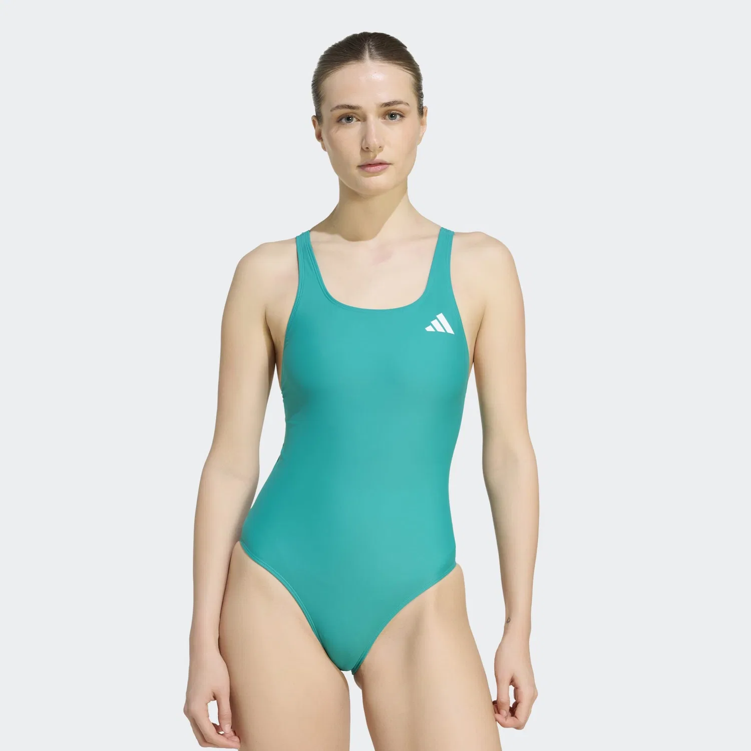 Женский спортивный купальник слитный с логотипом Adidas Performance, Equipment Green — фото 2