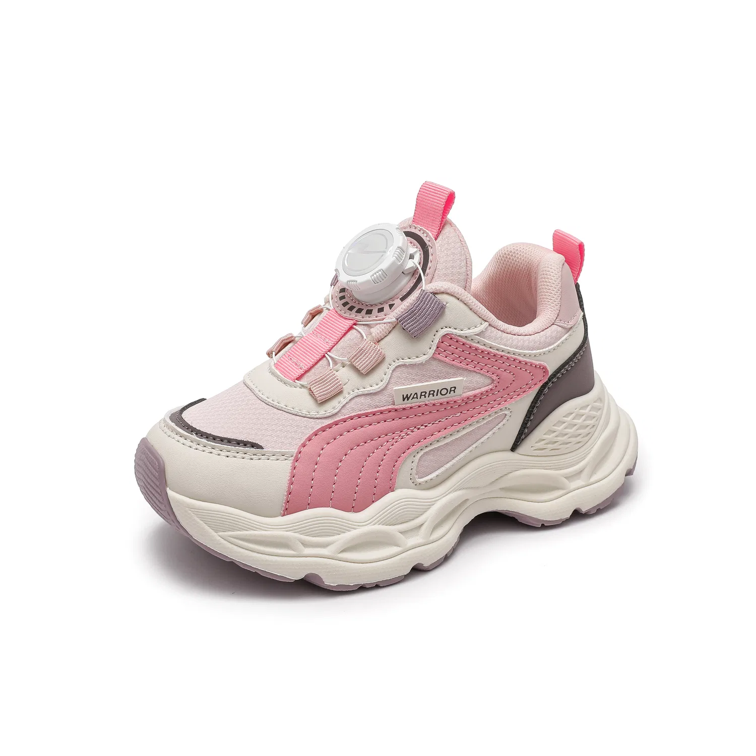 Детские повседневные кроссовки с синтетической кожи WARRIOR, Pink/Beige/Silver Gray — фото 4