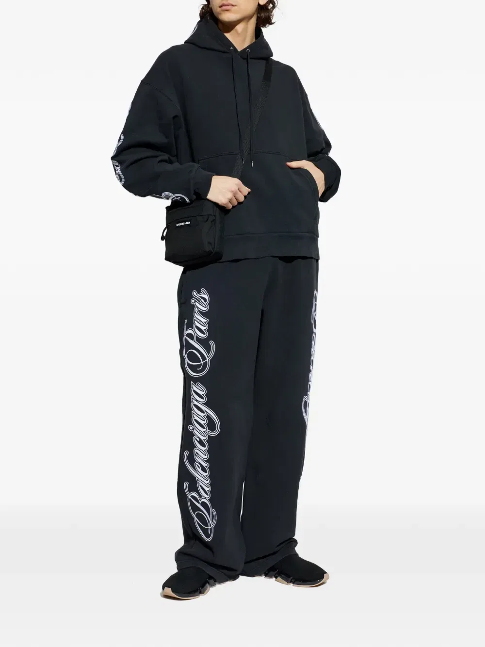 Худи Cursive Balenciaga, черный — фото 2