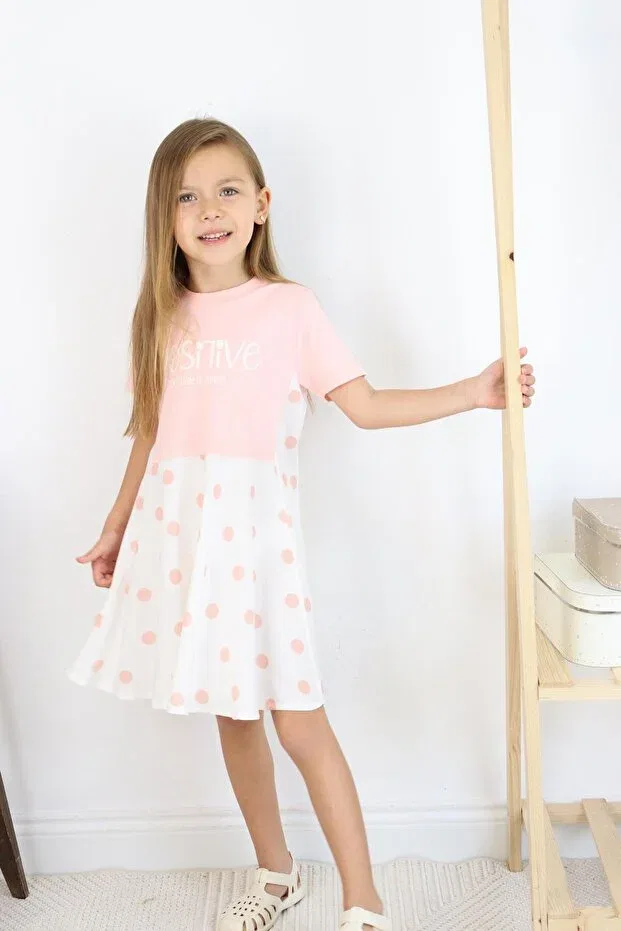 Детское платье для девочек хлопковое Polka dot dress Miababy, Pink