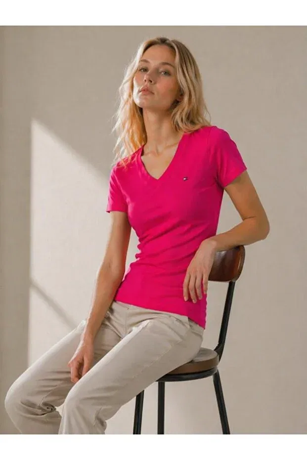Женская футболка с вышивкой Viola Tommy Hilfiger, Fuchsia — фото 2