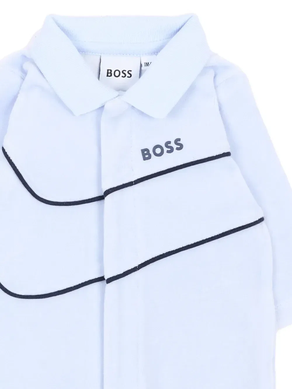 Комбинезон-слип с воротником и принтом с логотипом Boss Kidswear, синий — фото 3