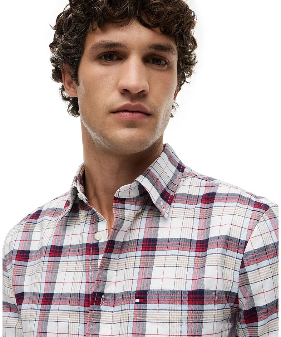 Рубашка с оксфордской клеткой среднего размера, свободного кроя Tommy Hilfiger, White/Check — фото 3