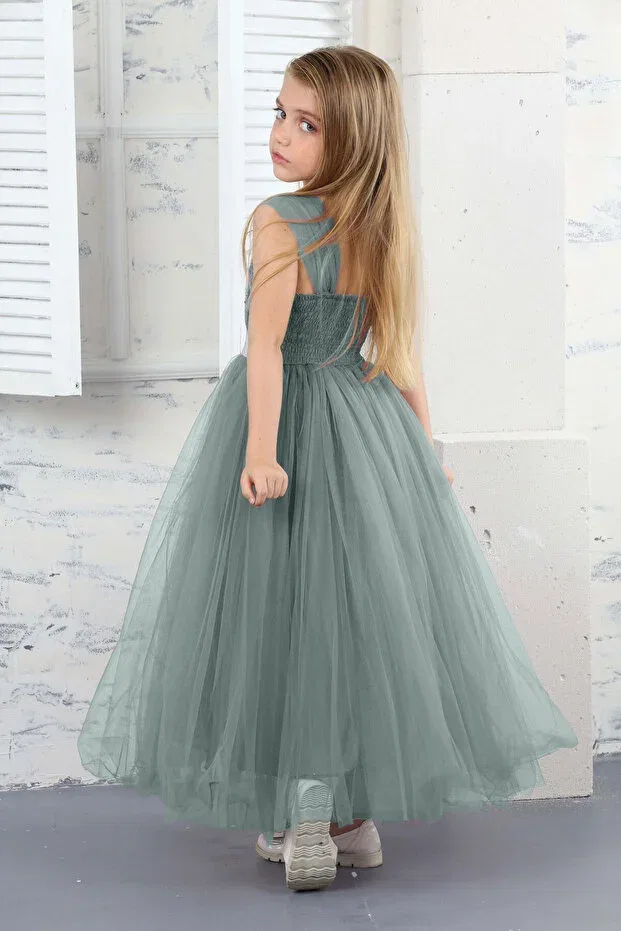 Детское платье для девочек с блестками Asortik Kids, Mint Green — фото 4