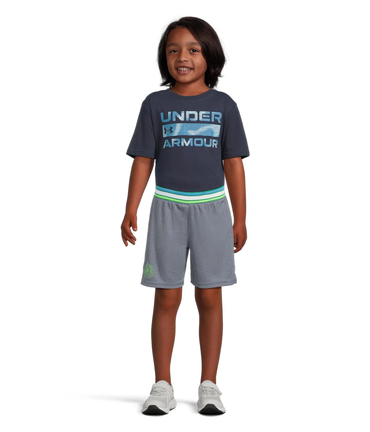 Шорты Court Mesh (для маленьких и больших детей) Under Armour Kids, Downpour Gray — фото 4