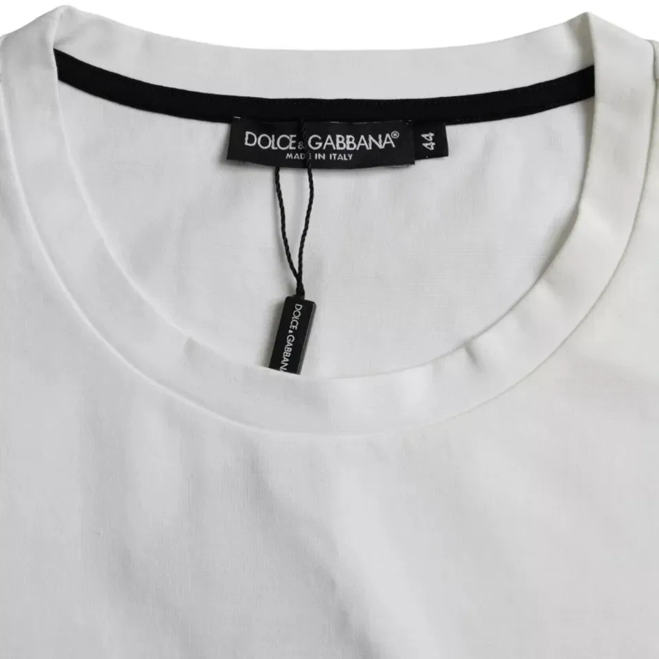 Мужская футболка с принтом White Red Lips Print Cotton Dolce & Gabbana, White — фото 4