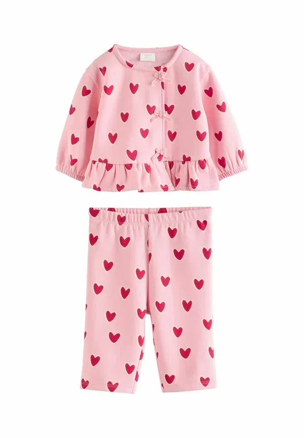 Комплект из 2 предметов: топ и брюки, хлопок, Set 2 piece - trousers, Next, Pink Heart, розовый