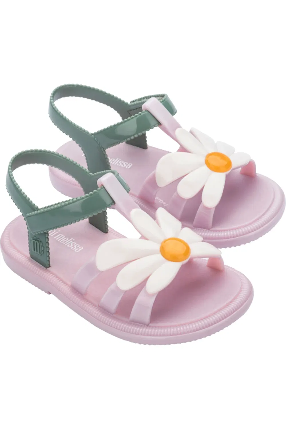 Сандалии детские с цветочными аппликациями Hip Bloomy Jelly Mini Melissa, Metallic Pink/Green