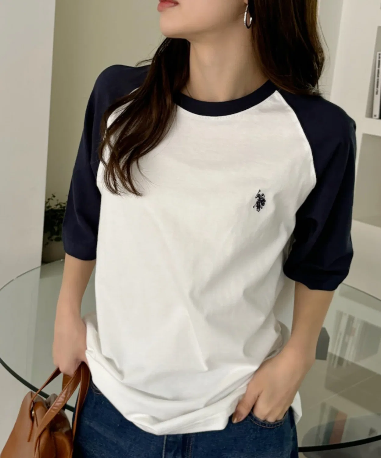 Женская футболка с длинным рукавомреглан U.S. POLO ASSN., Navy