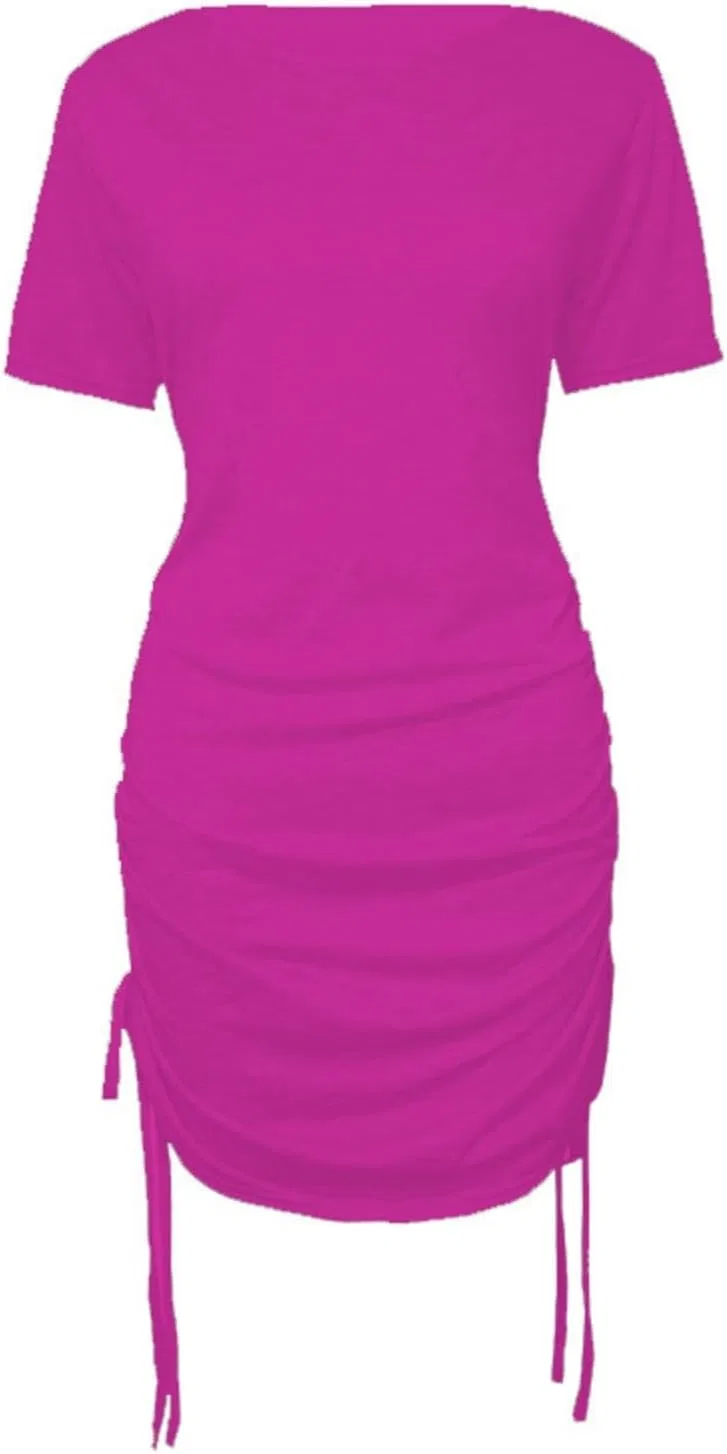 Женское облегающее платье с защипами по бокам, Hot Pink — фото 3