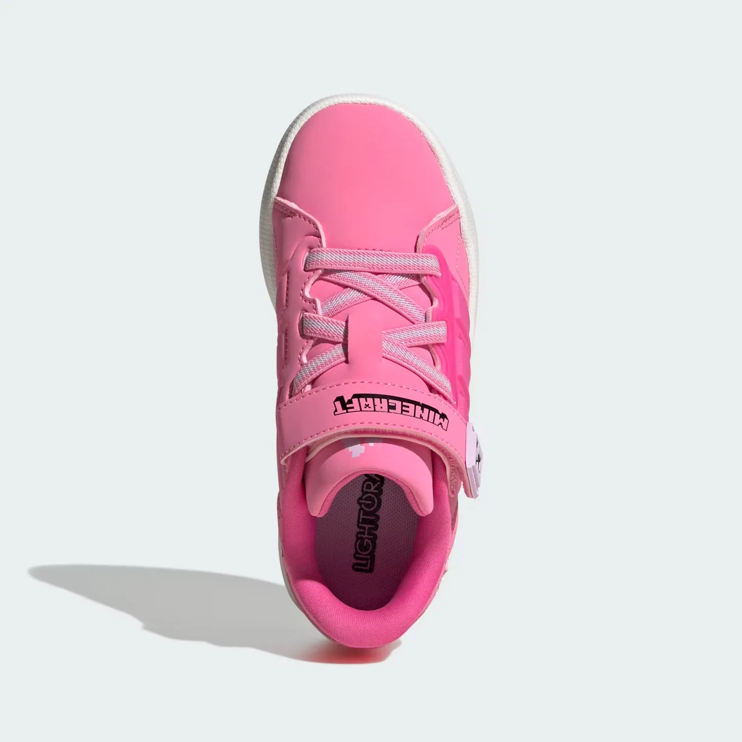 Детские кроссовки со светодиодной подсветкой Minecraft Lightorama Court Adidas Sportswear, Bliss Pink/Pulse Magenta/Ice Lavender — фото 3