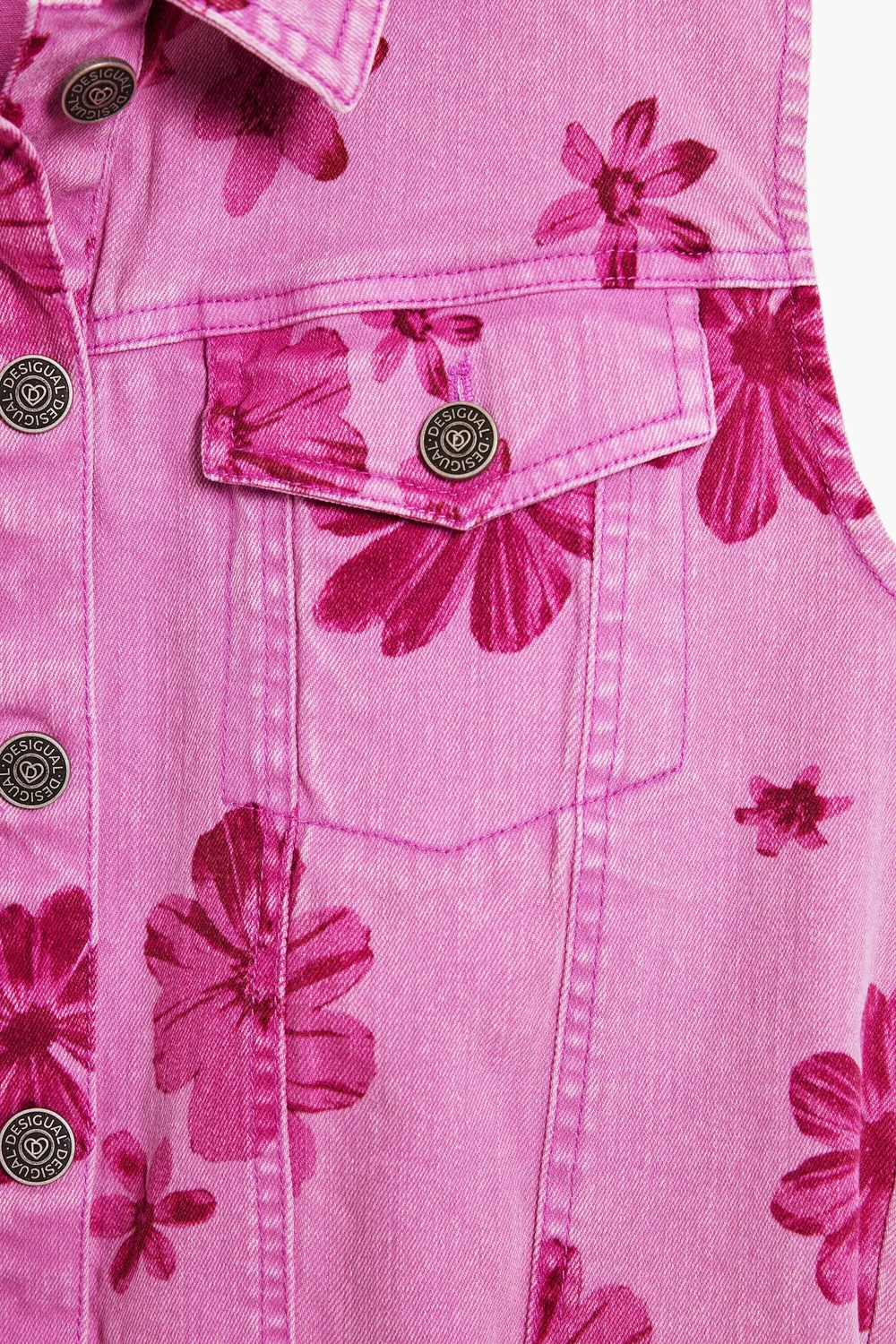 Детский жилет для девочек джинсовый с принтом Desigual, Rosa Chicle — фото 4