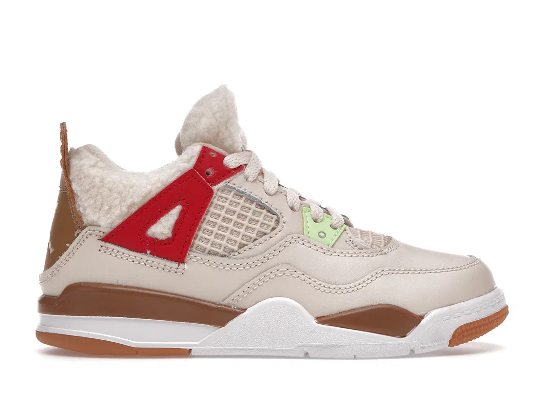 Детские кроссовки Lifestyle с принтом Jordan 4 Retro Where the Wild Things Are PS Jordan, Pearl White/Dark Driftwood-Gym Red