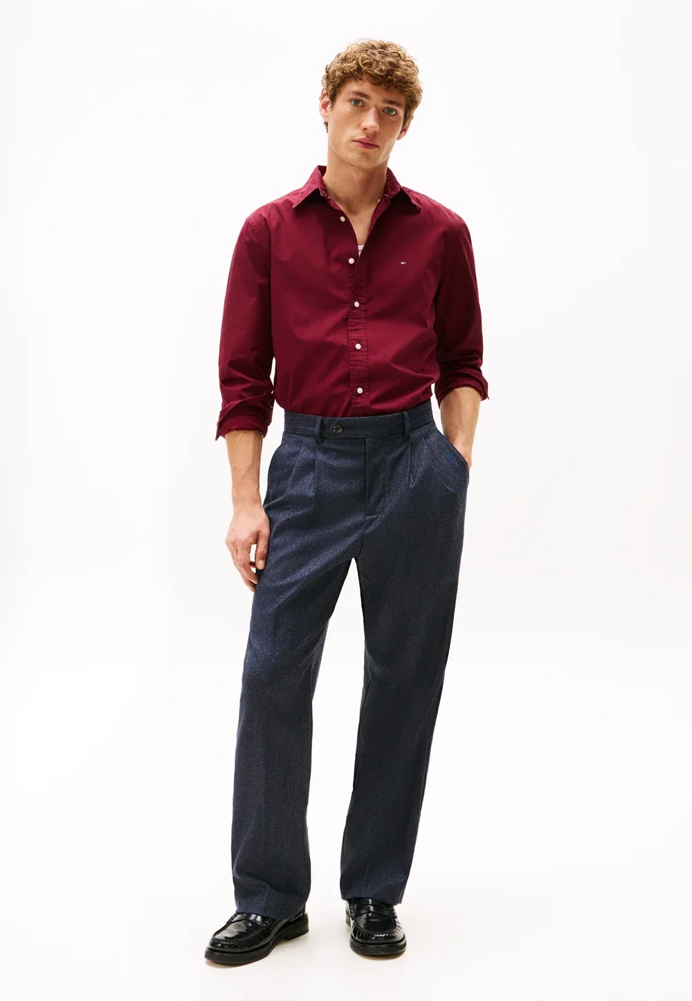Рубашка Flex Solid - базовые элементы гардероба Tommy Hilfiger, Deep Rouge — фото 2