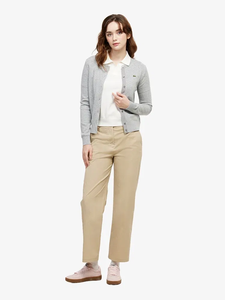 Брюки женские LACOSTE Прямые, летние, бежевые