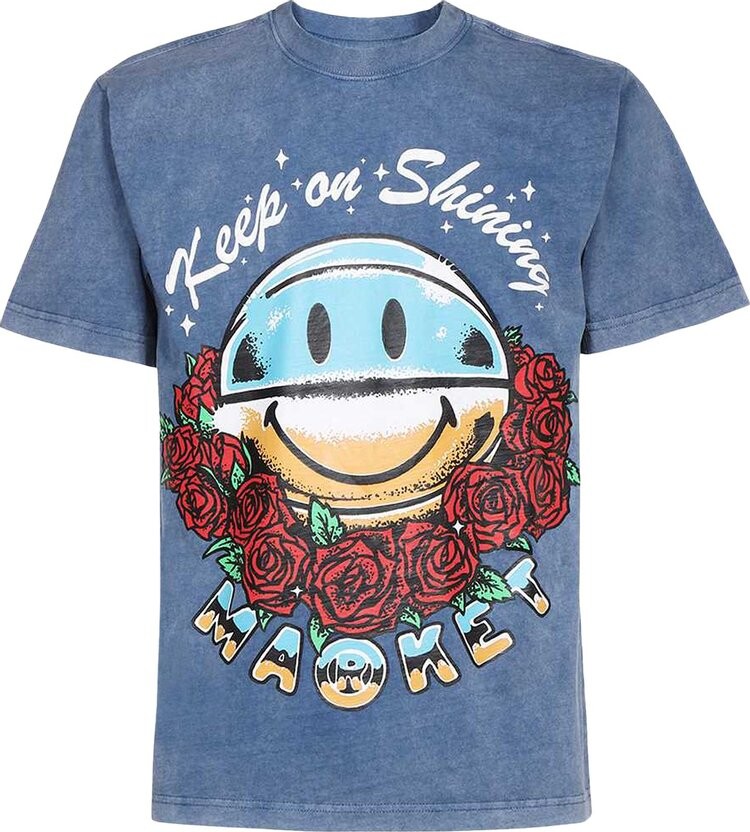 

Футболка Market Smiley Keep On Shining Washed T-Shirt 'Washed Blue', синий