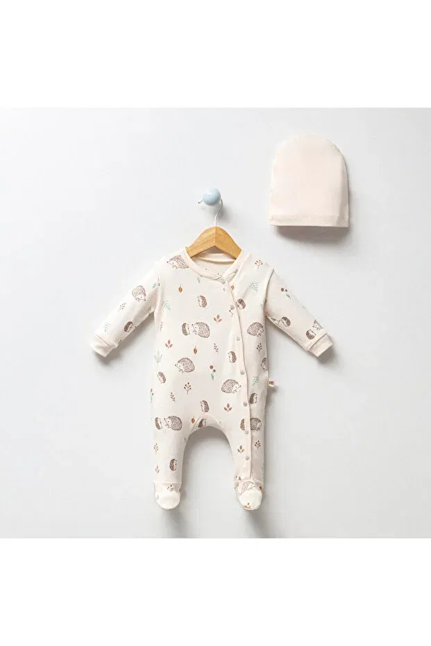 Детский комбинезон для новорожденных с принтом Hedgehog Pattern Viamaris, Ecru