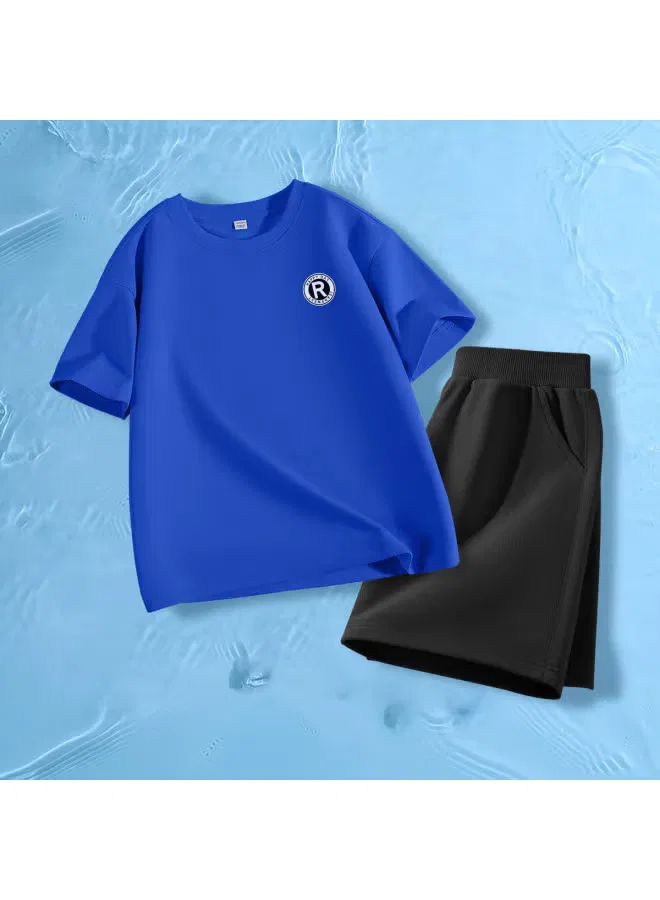 Комплект футболка с коротким рукавом и шорты хлопковый для мальчиков Jeanswest, королевский синий — фото 2