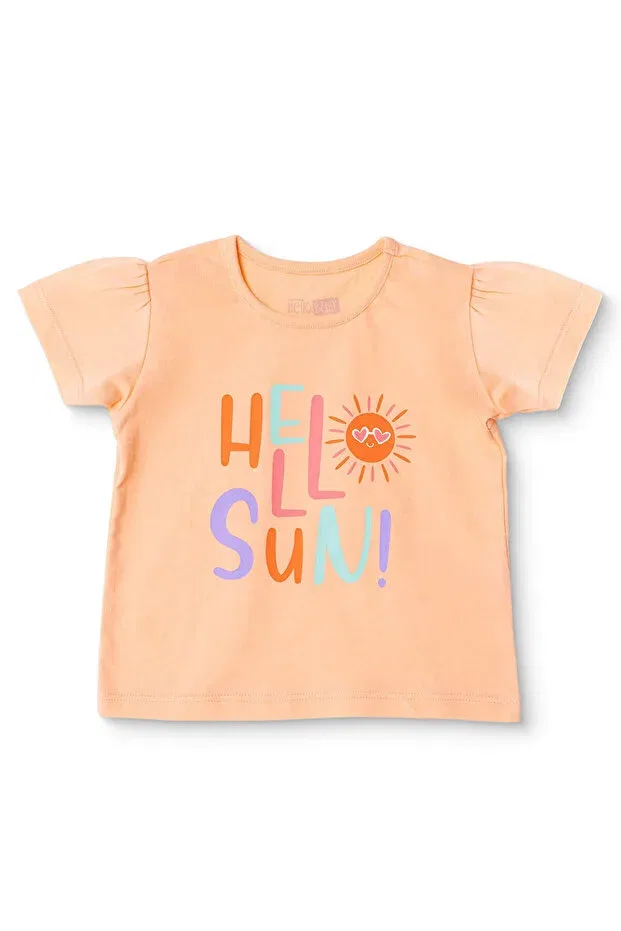 Детская футболка для девочек хлопковая Ebebek Hello Baby, Salmon