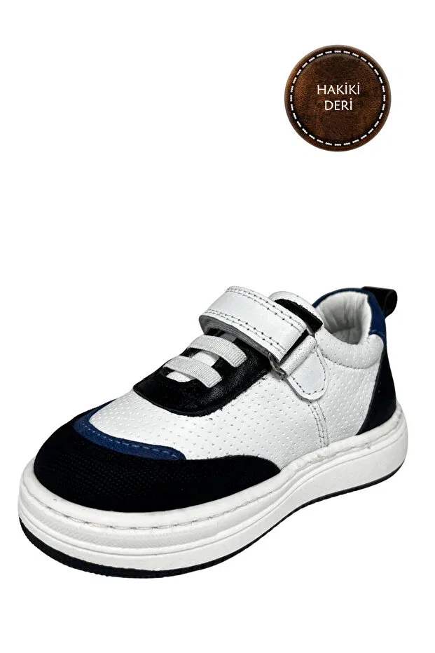 Детские туфли для девочек с ортопедической стелькой Şenler Bebe World Kids, White-Black-Navy Blue — фото 3