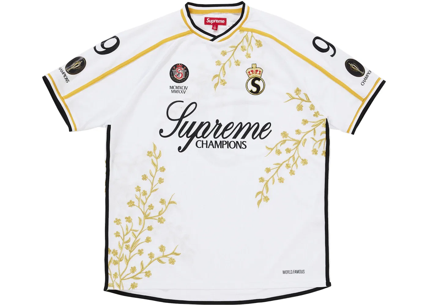 Мужская футбольная джерси с принтом Supreme Floral Soccer Jersey, White