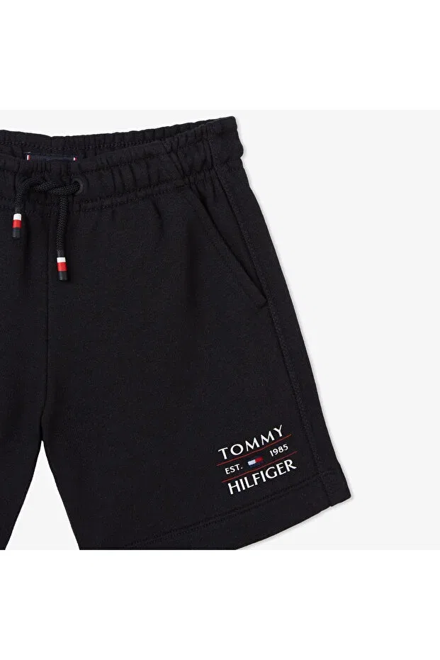 Детские шорты для мальчиков с принтом Logo Tommy Hilfiger, Black — фото 2