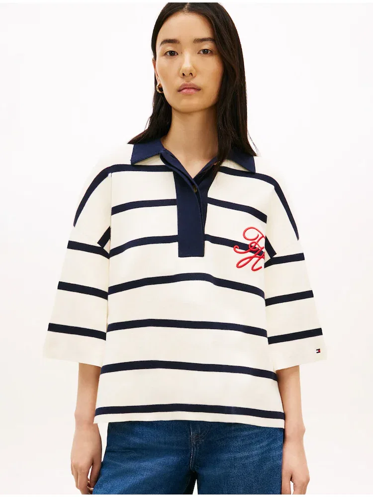 Футболка поло с полосками TOMMY HILFIGER, Beige