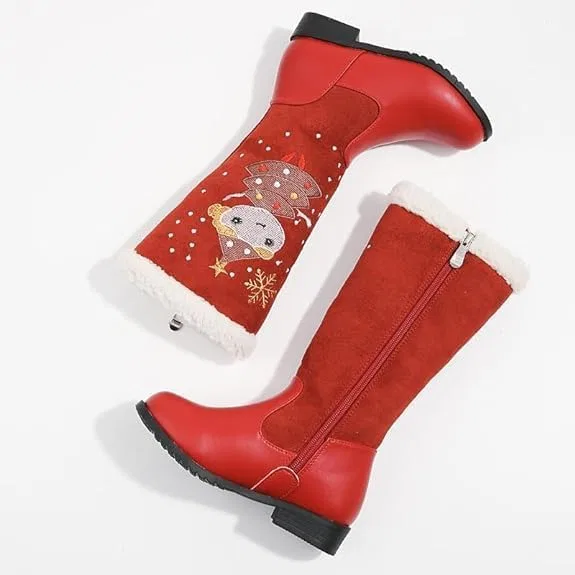 Детские зимние сапоги для девочек с молнией Winter Princess Boots, Red — фото 3