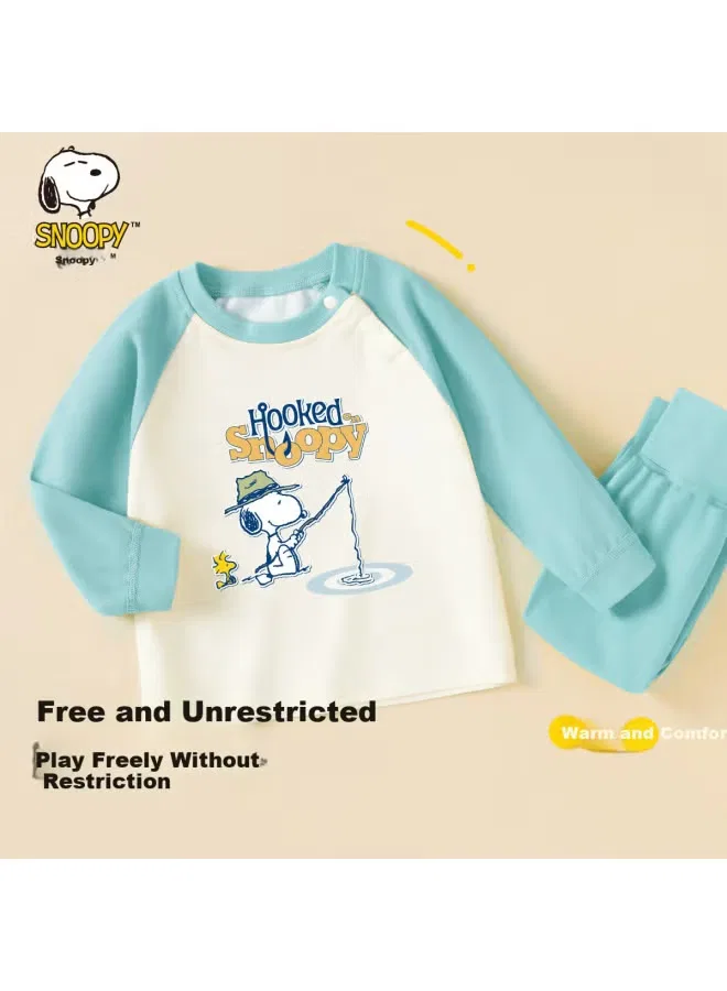 Комплект термобелья из хлопка для детей Snoopy, зеленый