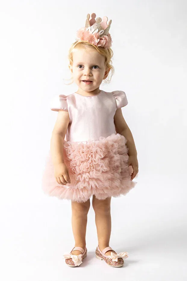Детское платье для девочек с коротким рукавом Lina baby princess dress Le Mabelle, Powder