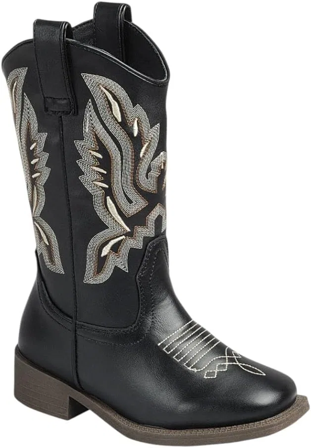 Детские сапоги для девочек с вышивкой Western Forever Link, Black/Beige