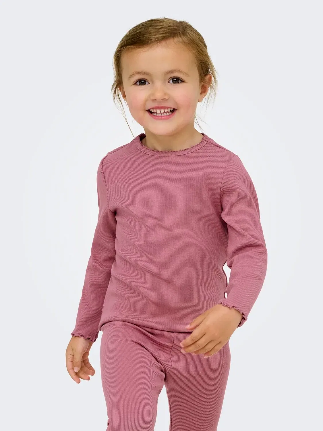 Лонгслив из рубчатого трикотажа Kmgtrinny Kids Only, розовый — фото 4