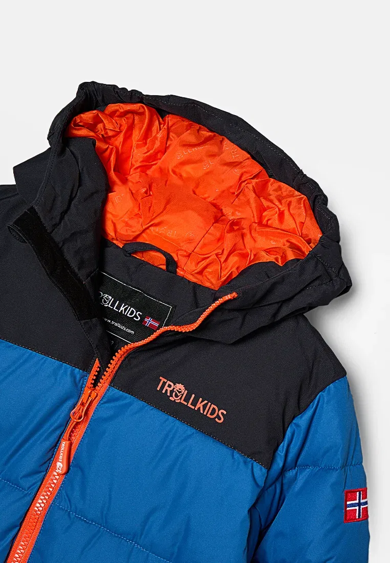 Детская куртка Нарвик про - зимняя куртка Trollkids, Nordic Blue/Black/Flame Orange — фото 3