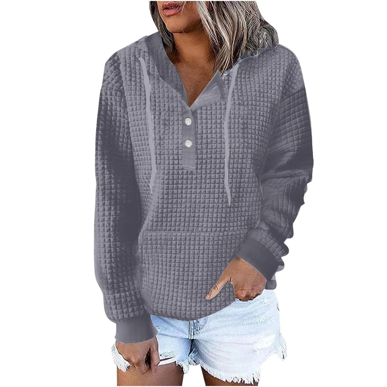 Женский худи с длинным рукавом с капюшоном, Grey