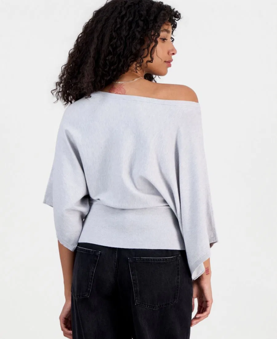 Свитер с широким рукавом Slouchy Wide-Sleeve Hooked Up by IOT, Heather Grey — фото 2