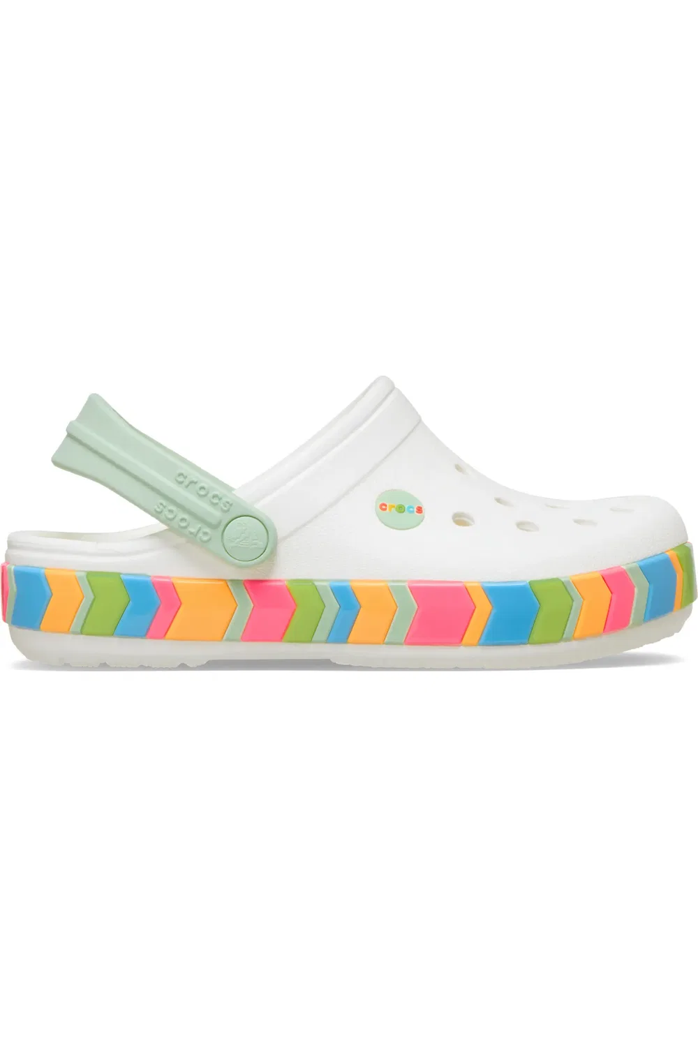 Детские сабо шевронные полосы Chevron Band Clog Crocs, White/Multi — фото 2