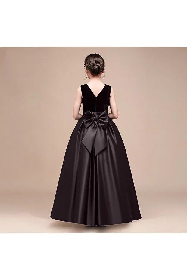 Детское платье для девочек бархатное A-line Madyabutik, Black — фото 2