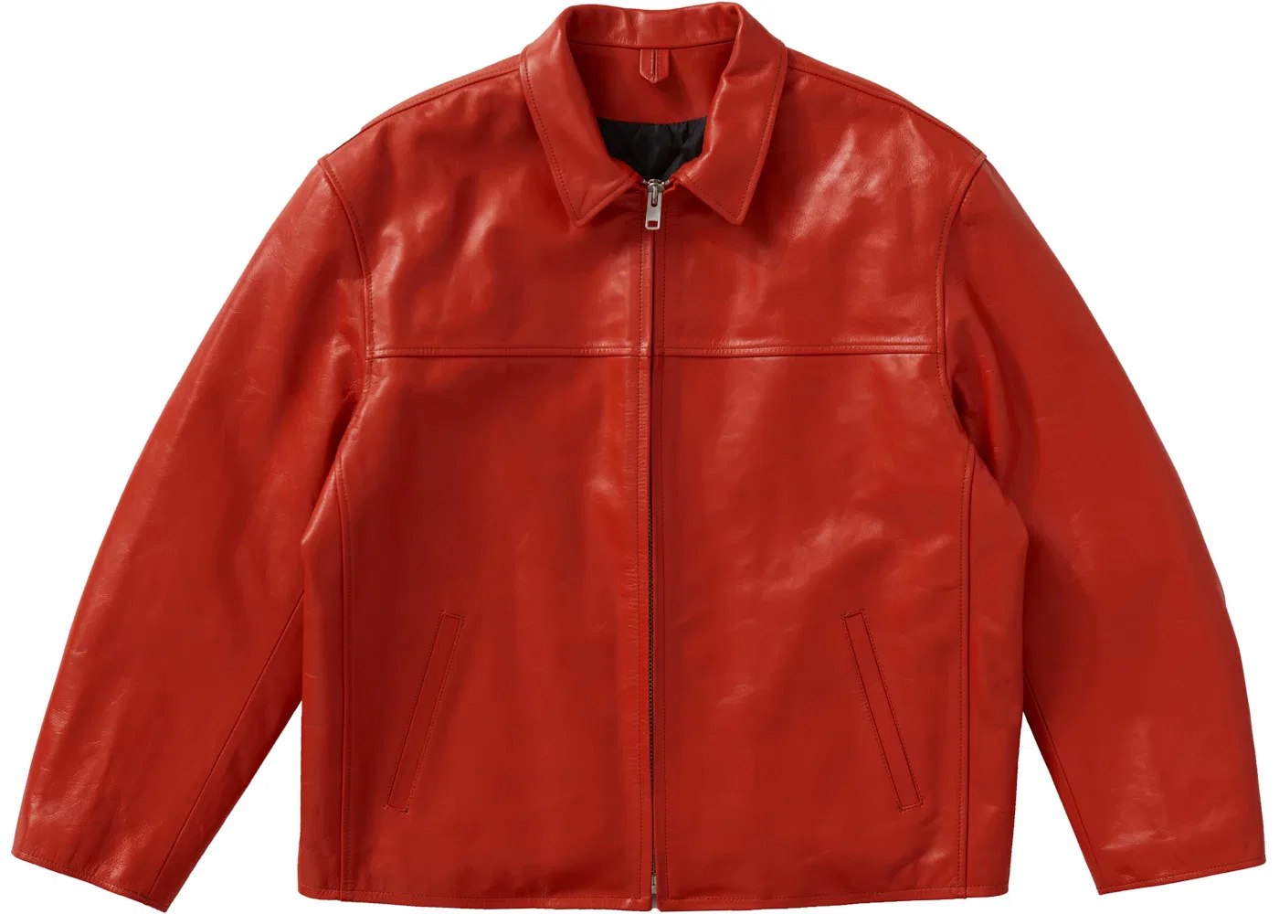 Мужская кожаная рабочая куртка Leather Work Jacket Supreme, Orange — фото 3