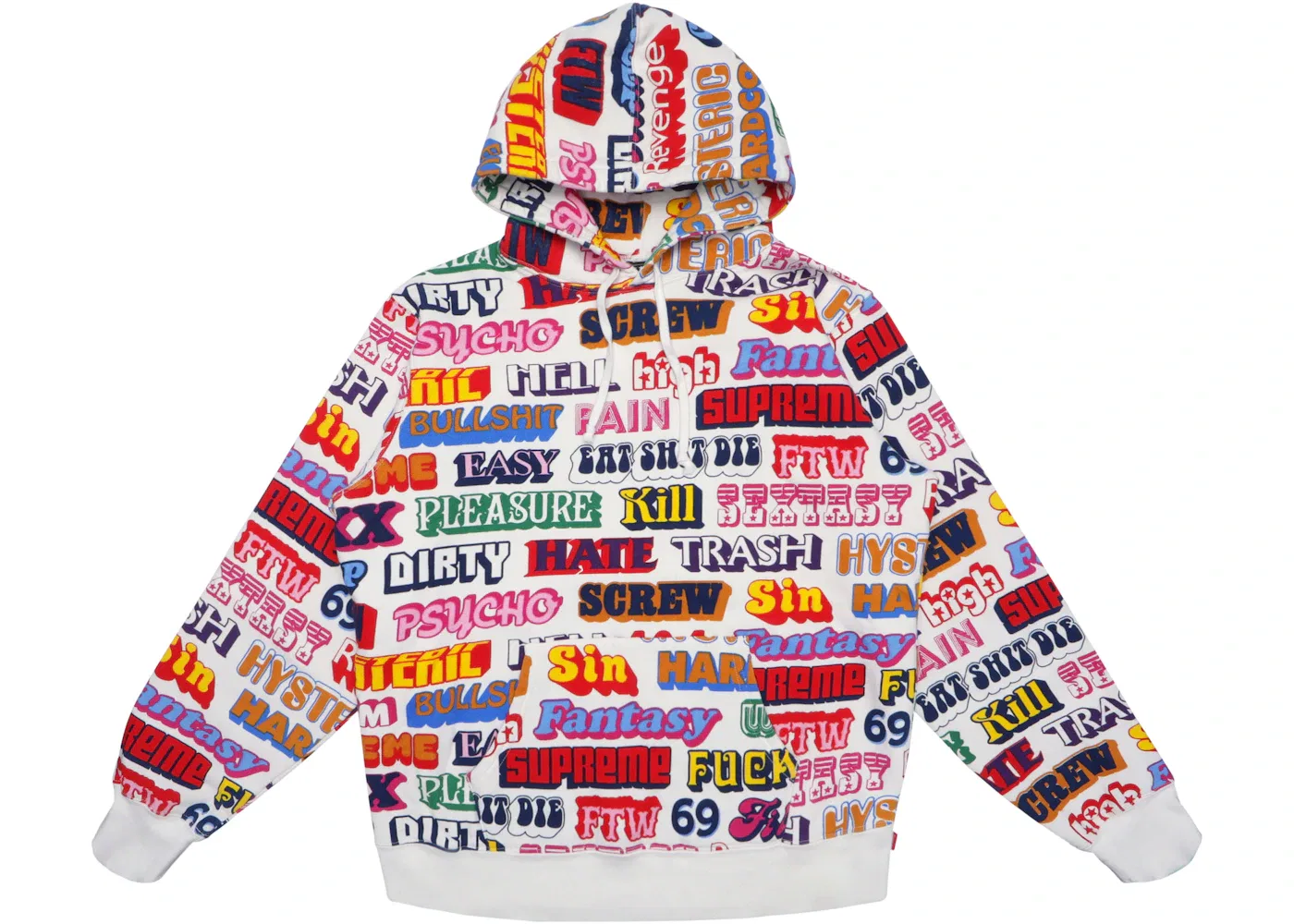 Мужское хлопковое худи с принтом Hysteric Glamour Text Supreme, белый