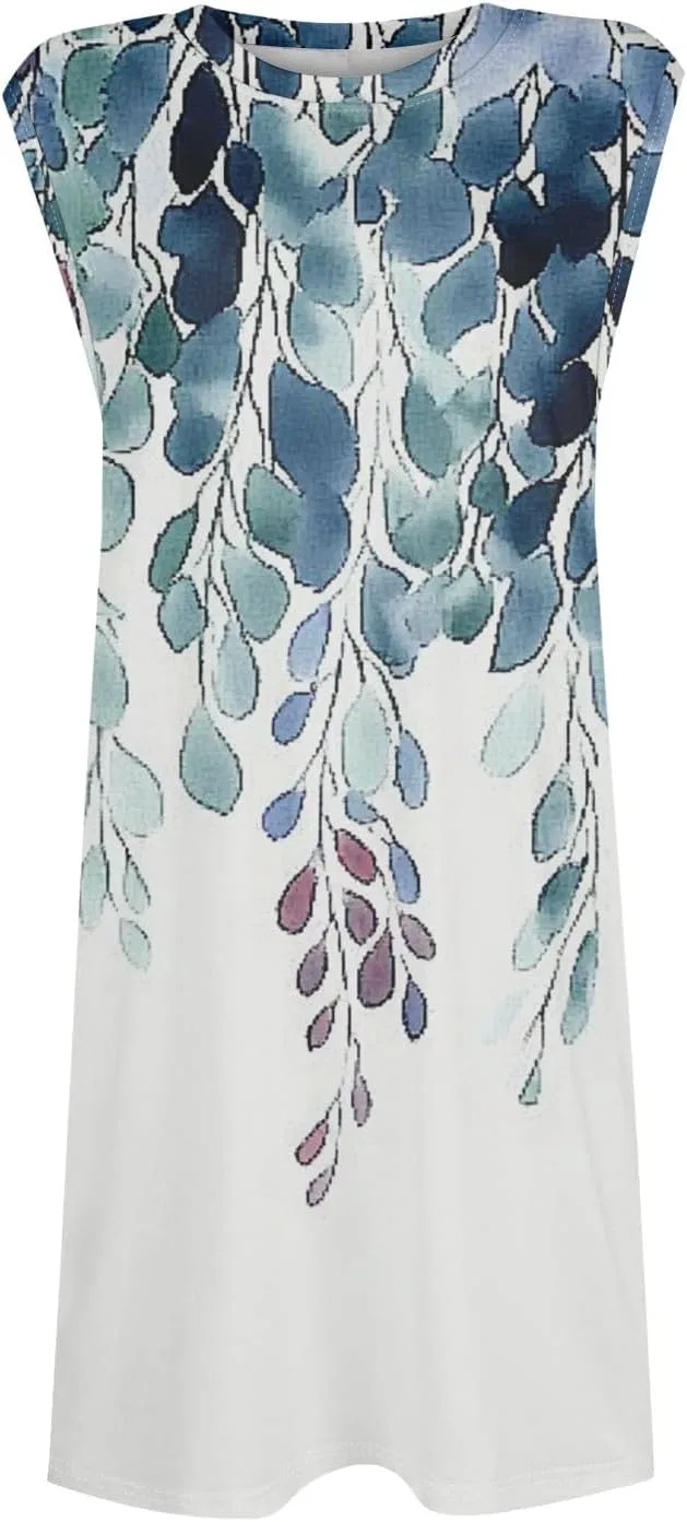 Женское мини-платье без рукавов с карманами Summer Dress, 3-blue — фото 2