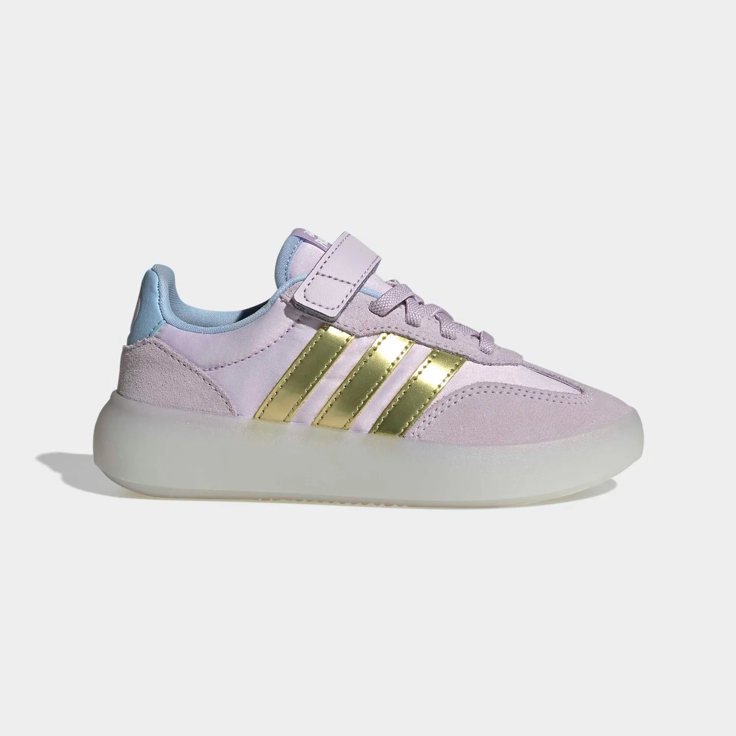 Детские кроссовки с графикой Frozen Adidas Sportswear, Ice Lavender/Gold Metallic/Glow Blue — фото 2