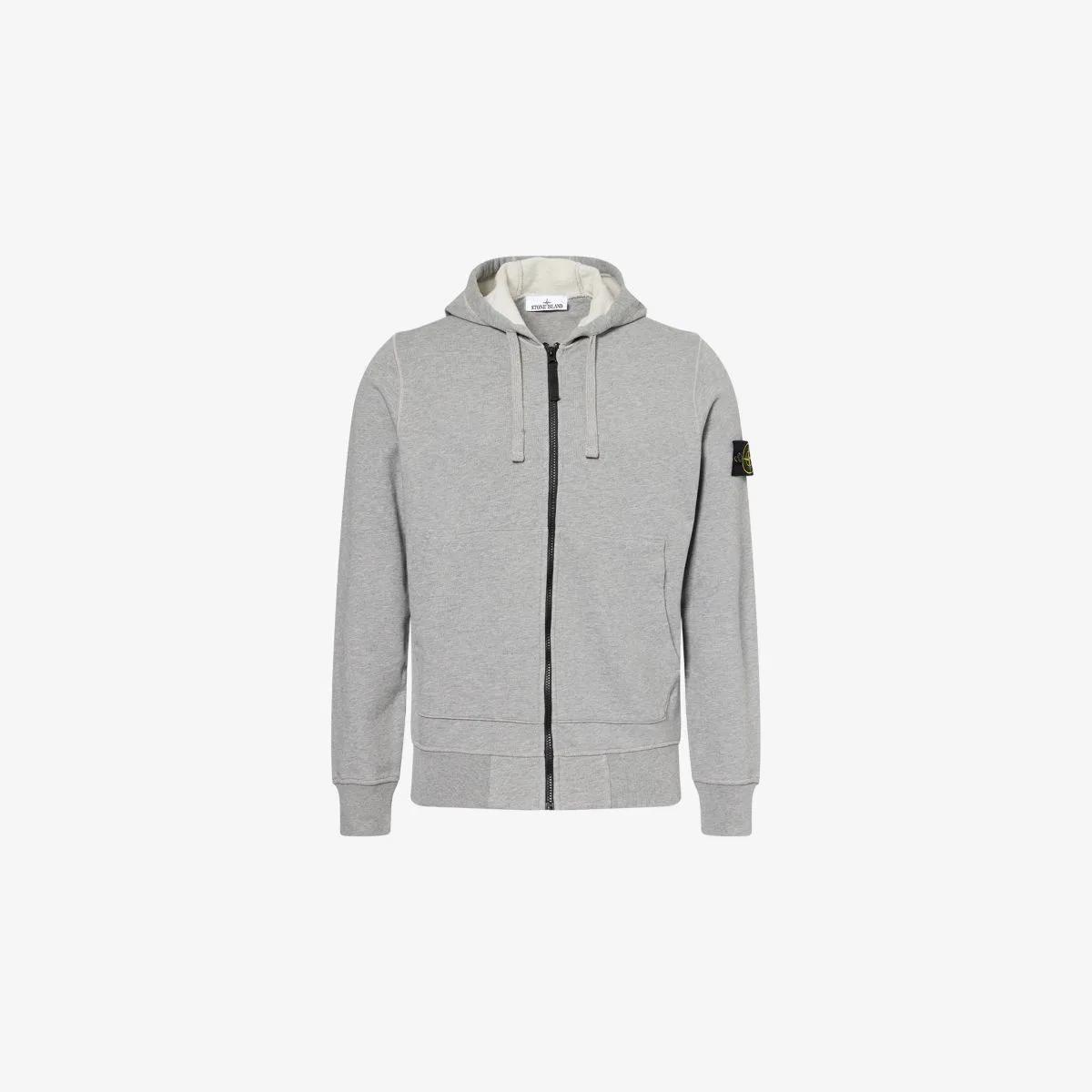 Хлопковая толстовка с капюшоном и застежкой-молнией от brand-badge Stone Island, серый