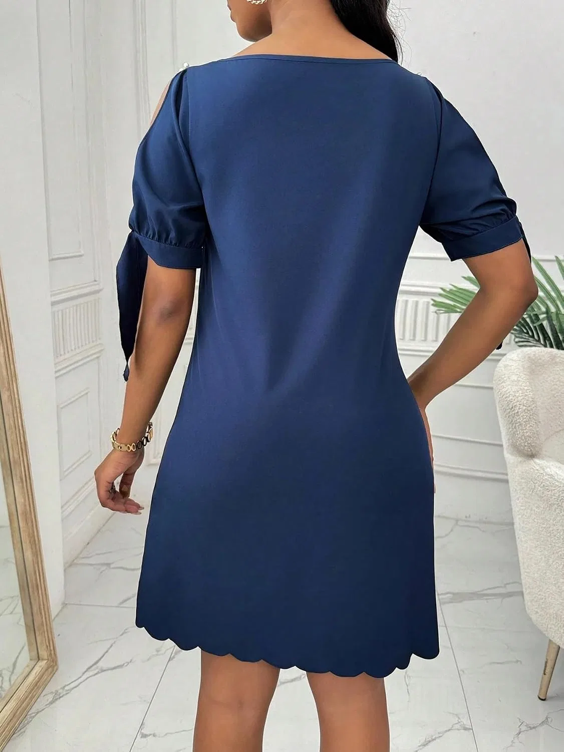 Женское миди-платье с открытыми плечами Navy Blue — фото 3