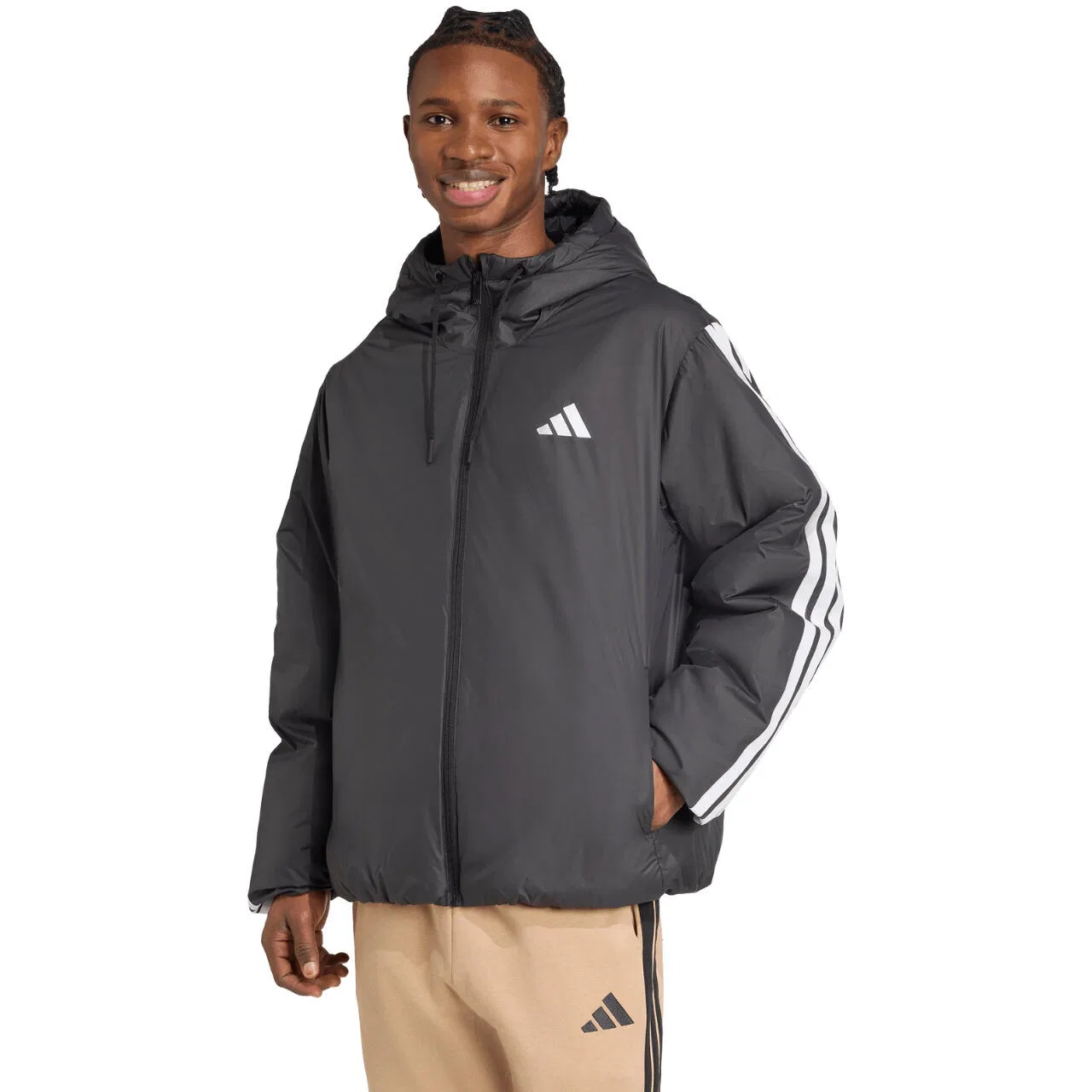 Мужская утепленная куртка с капюшоном Climawarm 3-Stripes Adidas, Schwarz