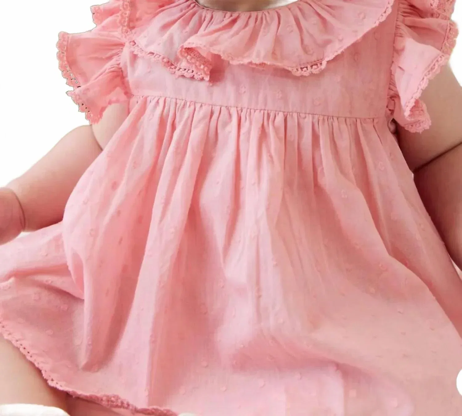 Детский боди-комбинезон с коротким рукавом и воланами Frannie Playsuit Jamie Kay, Swiss Dot — фото 4